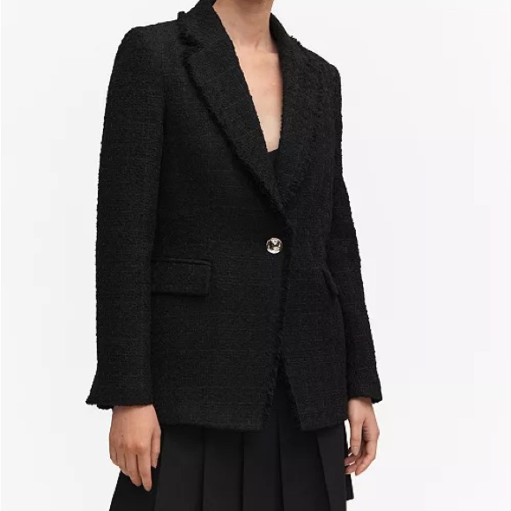 Mango Elegant Black Textured Blazer